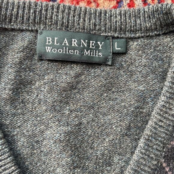 Blarney Woollen Mills Wool Argyle Diamond V-neck Pullover Sweater Size Large - Picture 3 of 6
